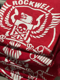 Rockwell Barbell Eagle Logo Shirt (White on Red)