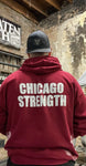Chicago Strength Hoody (White on Maroon)