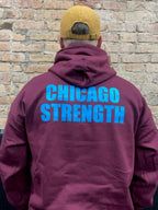 Chicago Strength Hoody (Sky Blue on Maroon)