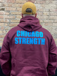 Chicago Strength Hoody (Sky Blue on Maroon)