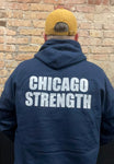 Chicago Strength Hoody (White on Navy Blue)