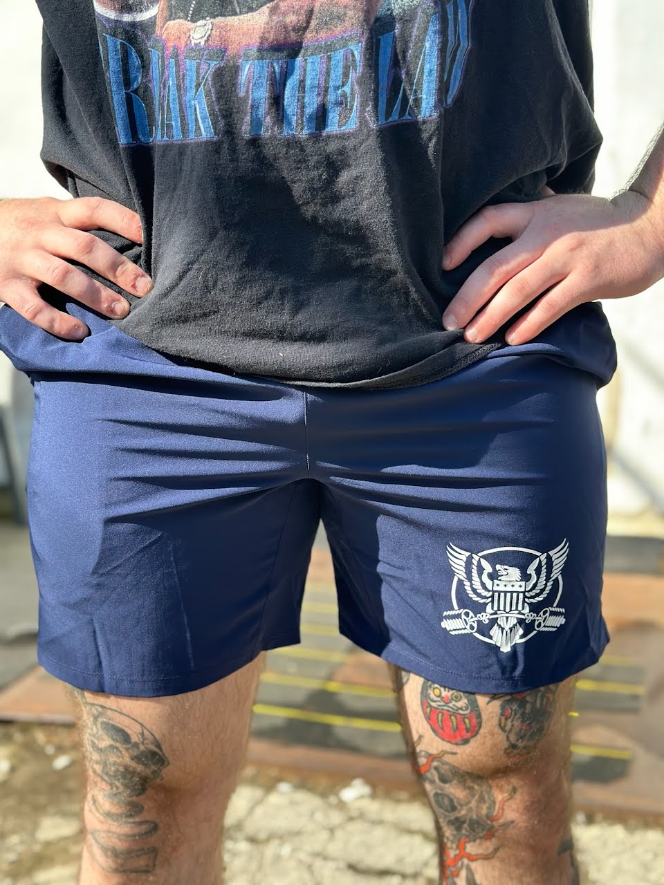 RWBB Squat Shorts (White on Navy)