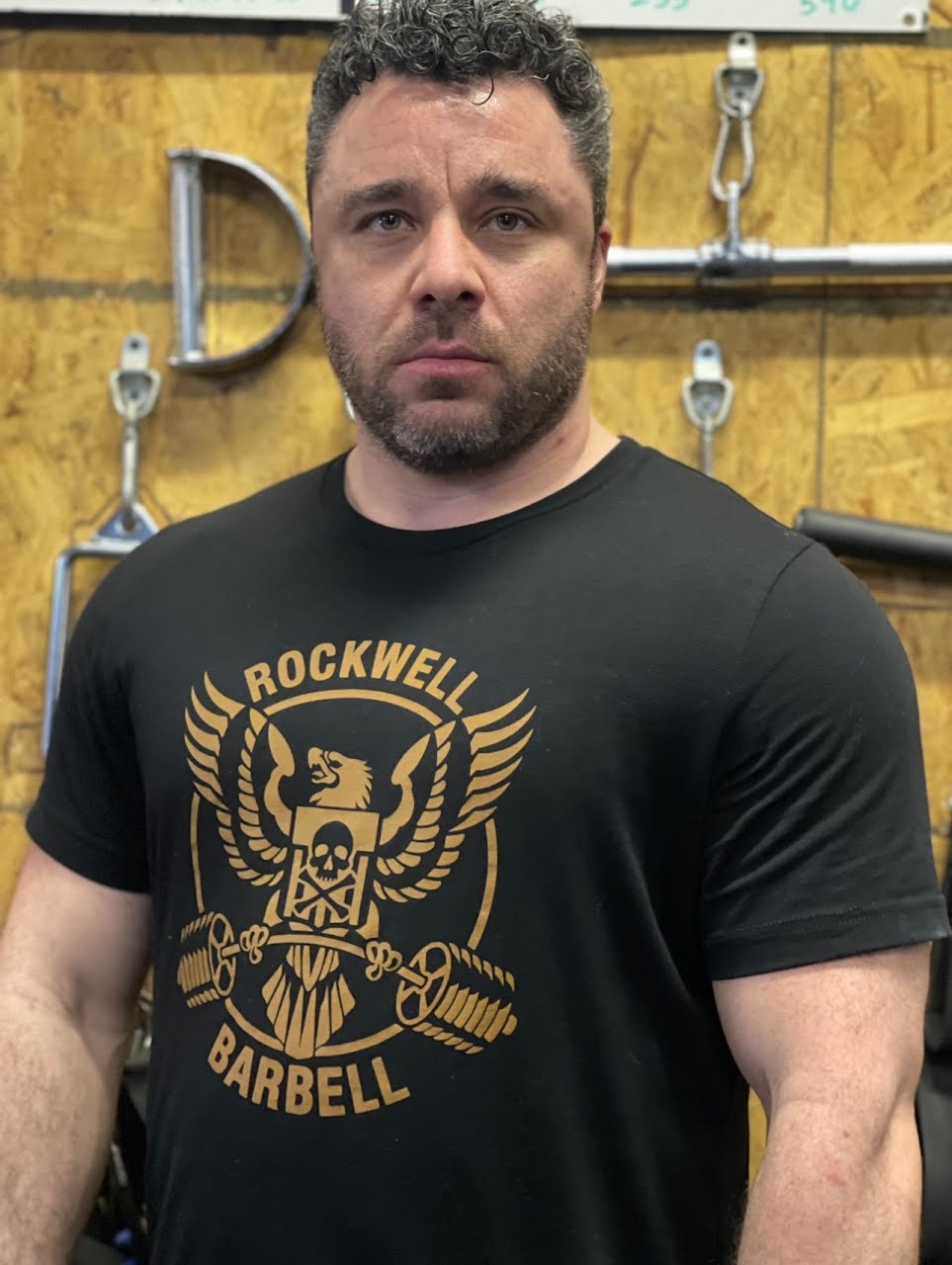 Rockwell Barbell Eagle Logo Shirt (Brown on Black)
