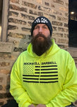 Rockwell Barbell USA Flag Hoody (Black on Safety Green)